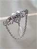 Victorian Edwardian style design silver metal faux pearl dangle brooch jewelry
