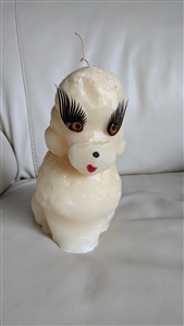 Huge vintage Poodle candle with plastic eyes and long lashes novelty candles gift idea and home decor