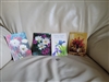 Four unique vintage Hallmark floral greeting note cards 1980s new old stock made in USA displayed open and closed