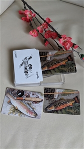 Vintage 1990s Canadian trout two deck playing cards set in plastic case