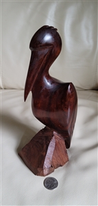 Pelican hand carved exotic wood vintage statue collectible nautical display