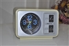Soundesign 3206 electric AM radio alarm clock cream shell blue numerals 1970s