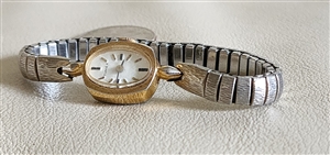 vintage timex womens petite mechanical wristwatch gold tone textured band