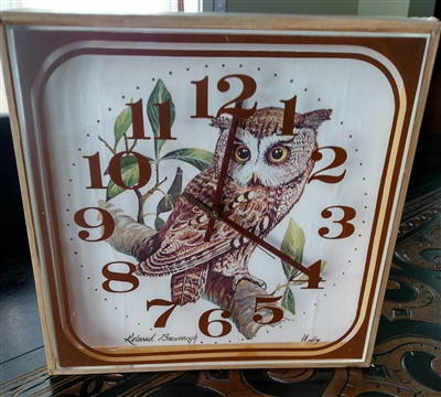 Welby Owl wall clock battery operated novelty vintage wall decor and gift idea