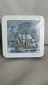 Sealed set of 6 vintage 1978 Avon watermill coasters with cork backing