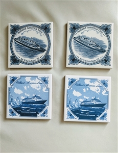 Holland America Line porcelain coastes blue white cruise ships white and blue design
