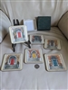 Preowned 1990 pimpernel irish heritage series set of six coasters displaying unique colorful entryway door designs with original green box
