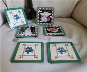 Six coaster by Pimpernel and Bears by Jeff Fleming collectible colorful various design set