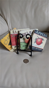 Angela Staehling stone advertising style coasters table setting accessories with iron stand
