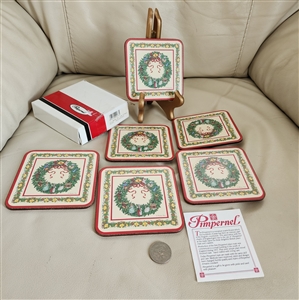 Pimpernel vintage coasters 12 days of Christmas wreath decor collectible table setting