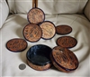 preowned vintage paisley paper mache handcrafted coaster set with storage box