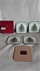 Vintage Spode Christmas Tree cork backed set of five coasters showing preowned condition