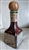 Vintage Italian leather-bound nautical ship bottle decanter with wooden stopper