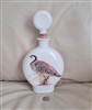 Preowned 1969 Chukar Partridge milk glass decanter with corked ball stopper