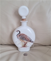 Preowned 1969 Chukar Partridge milk glass decanter with corked ball stopper