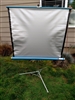 Vintage Sears Roebuck and Co Tower portable movie screen with integrated tripod stand