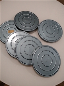 Vintage Scherer 8mm metal film reels with matching canisters 400 foot set