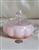 Vintage Fenton Rose Overlay pink milk glass puff box with rose patterned lid
