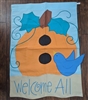 Vintage Toland Outdoor House Flag Pumpkin Blue Bird 38x28