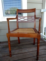 vintage M Hayat and Bros Peshawar rosewood chair with woven cane seat