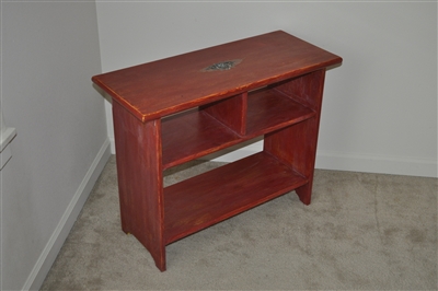 Refurbished solid wood storage shelf burgundy red in color home furniture