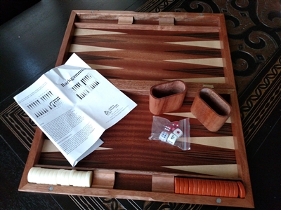 Backgammon vintage game with wooden case indoor and outdoor activities