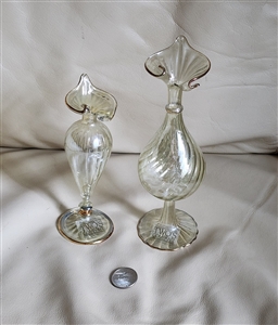 Twos Company hand blown art glass vases or perfume bottles in an elegant design for home decor