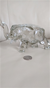 Vintage Tiara clear pressed glass elephant covered candy dish and trinket container