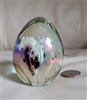 This preowned vintage MSH Ash Vines 1989 iridescent art glass sculpture showcases an intricate floral design