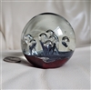 vintage art glass paperweight lava lamp pattern red charcoal bubble inclusions preowned