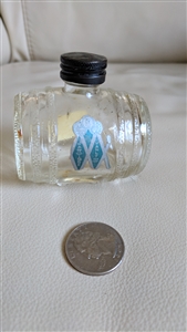 Vintage Narcisse Vanly of New York clear glass barrel vanity bottle with original metal stopper