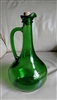 1976 Wine World green glass long neck handle decanter carafe with cork