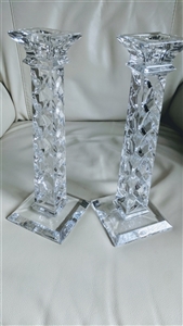 Slovenian 24 percent lead crystal pair single candle holders Slovenian 24 percent lead crystal pair single candle holders