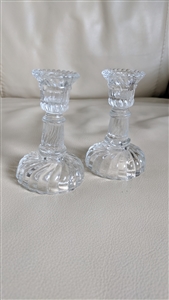Preowned vintage miniature travel glass candle holders set