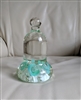 Vintage Joe St Clair turquoise and white floral art glass bell paperweight