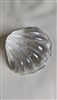 This preowned vintage clear art glass seashell paperweight is signed Loranger 2006 with a palm tree imprint