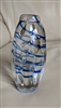 1989 Ann Corcoran Nourot studio art glass blue swirl perfume bottle and bud vase