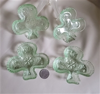 Vintage Indiana Glass Tiara Chantilly green clover shaped pressed glass nut dishes set of 4