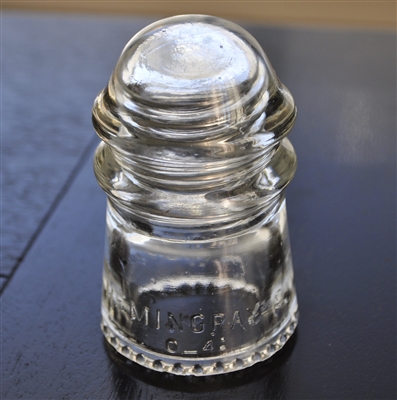 Hemingray-9 insulator Style 4 telephone rural system pony in clear glass