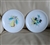 Set of two vintage Westmoreland white milk glass 7 and half inch plates with beaded edges and hand painted pear and blackberry fruit centers