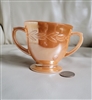 Preowned vintage Anchor Hocking Peach Lustre Laurel open sugar bowl with two handles