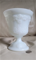 Large vintage EO Brody Co milk glass M4300 footed compote urn with floral wrap