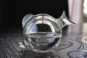 Preowned vintage Anchor Hocking clear pressed glass fish shaped trinket tray or salt cellar
