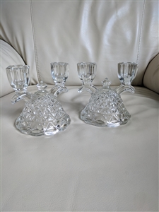 Vintage glass double candle holders in set of two collectible home decor and daily use items