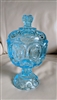Vintage LE Smith Moon and Stars Blue Pedestal Compote