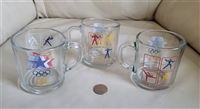 ​Set of three vintage 1984 McDonald's Los Angeles Summer Olympics clear glass mugs with sports icons