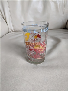 Preowned 1974 Welch's Looney Tunes Wile E. Coyote and Road Runner jelly jar glass