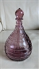 Vintage purple hand blown glass perfume bottle with geometric grid pattern and matching glass stopper dabber