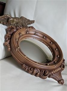 Vintage Syroco 4410 Federal Eagle gold finish convex bubble mirror wall decor plastic mold frame