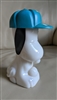 Vintage Snoopy Avon milk glass after shave bottle with a blue hat and black ears